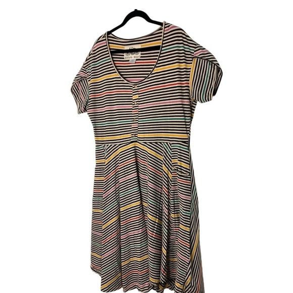 Effie’s Heart Dress Size 2X XXL Short Sleeve Striped Black Stretchy - Picture 3 of 4